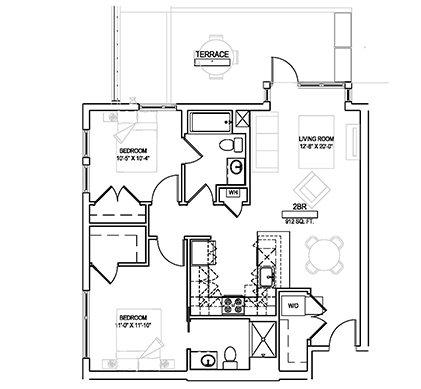 Two bed/Two bath - 912 sqft. Floor Plan 6